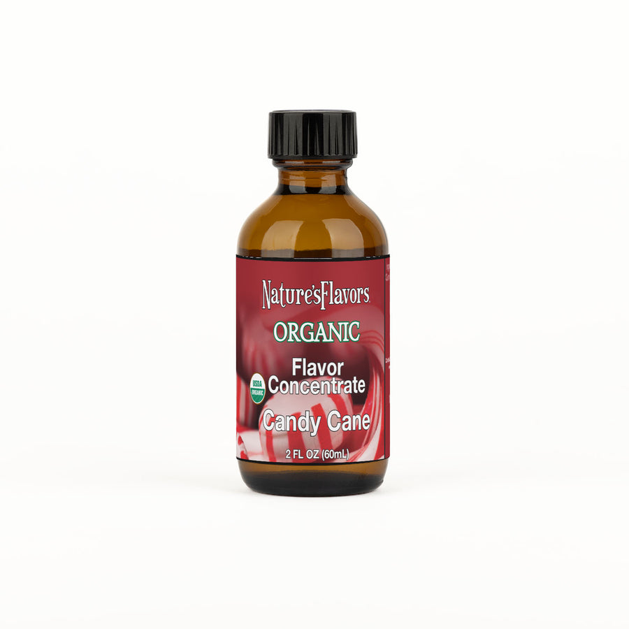 Bottle labeled, "Organic Flavor Concentrate Candy Cane"