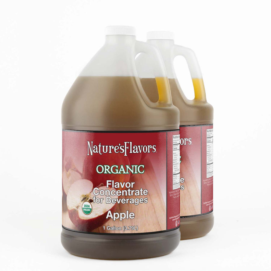 2 Jugs labeled, "Organic Flavor Concentrate for Beverages Apple"