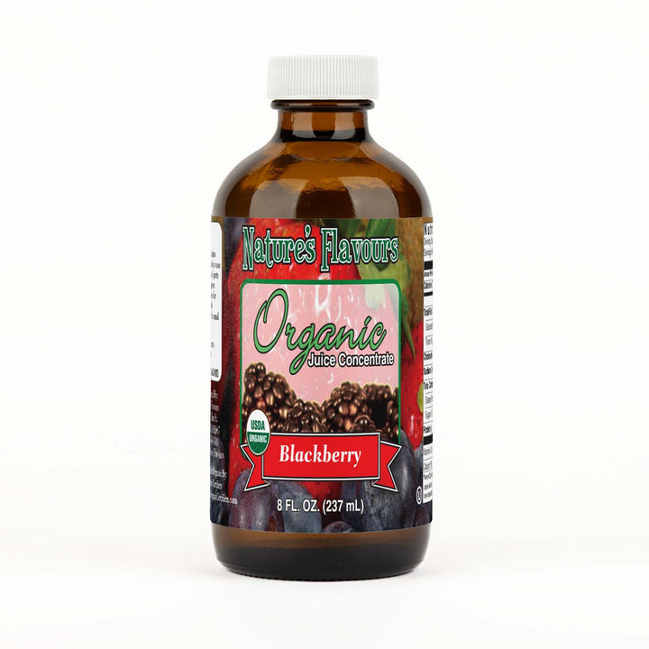 Bottle Labeled, "Organic Blackberry Juice Concentrate" 