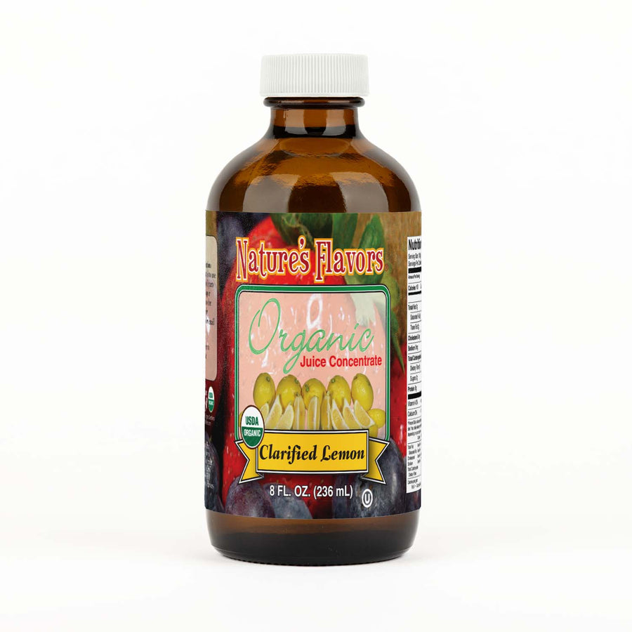 Bottle Labeled, "Organic Juice Concentrate Clarified Lemon"