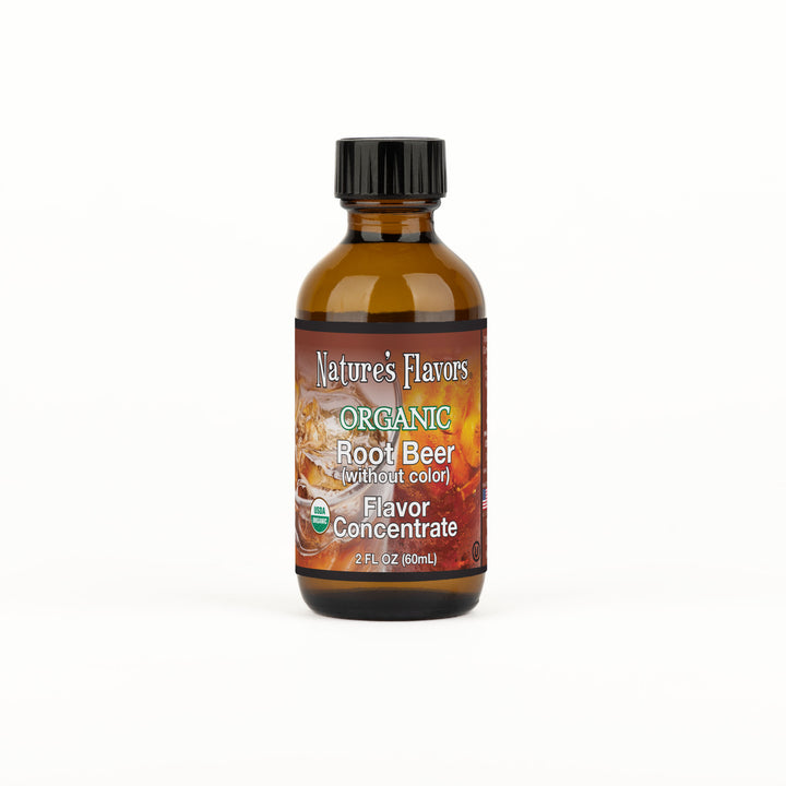 bottle, "organic root beer (without color) flavor concentrate"
