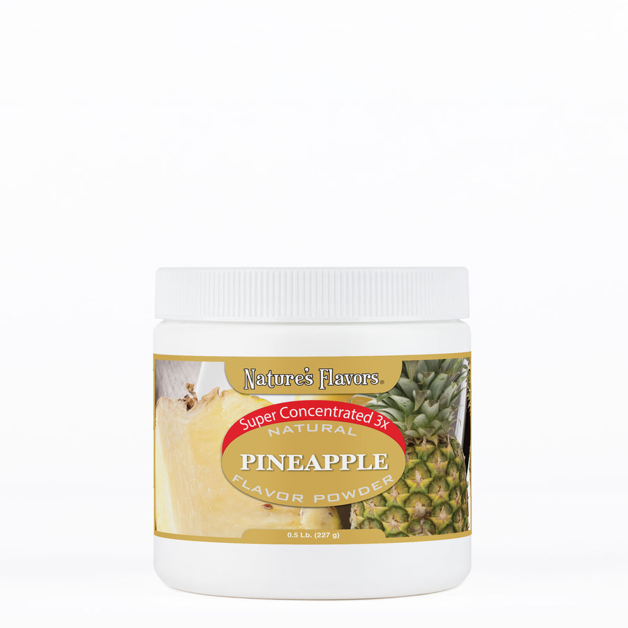 Tub labeled, "Super Concentrated 3x Natural Pineapple Flavor Powder"