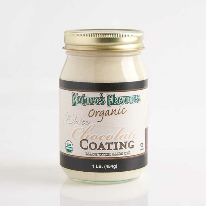 Organic White Chocolate coating made with Palm Oil (does not contain any coconut oil)