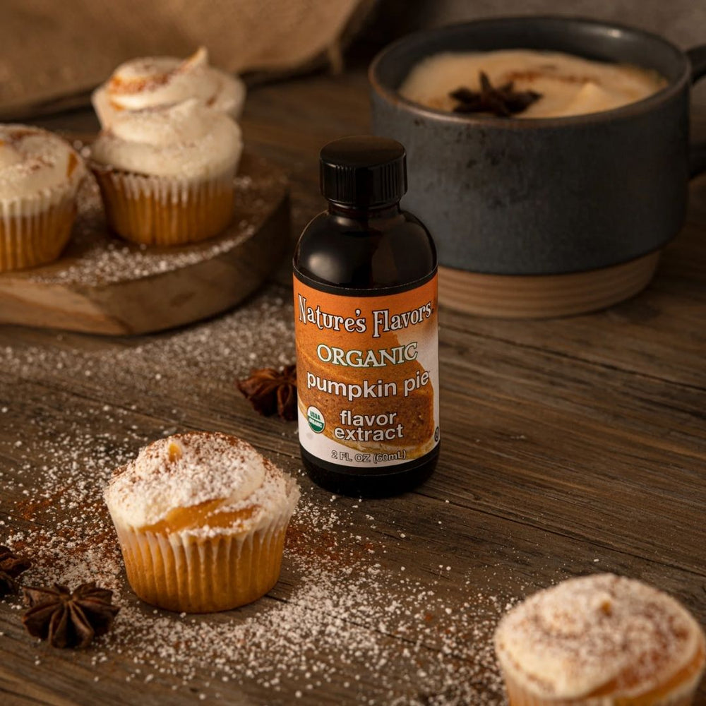 Vanilla cupcakes made with Nature's Flavors organic vanilla flavoring