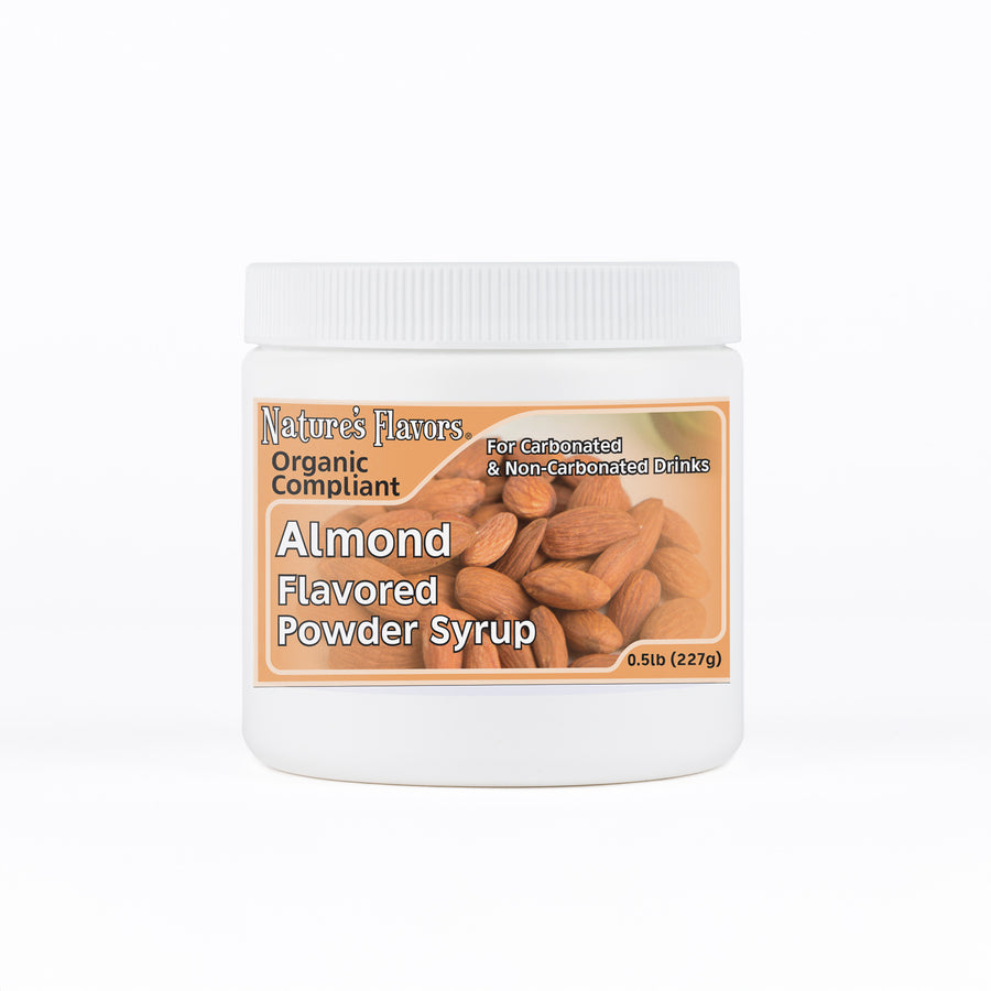 Almond Flavor Organic compliant Syrup for Carbonated and Noncarbonated Drinks, Powdered