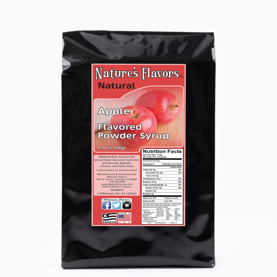 Apple Flavor Organic compliant Syrup for Carbonated and Noncarbonated Drinks, Powdered