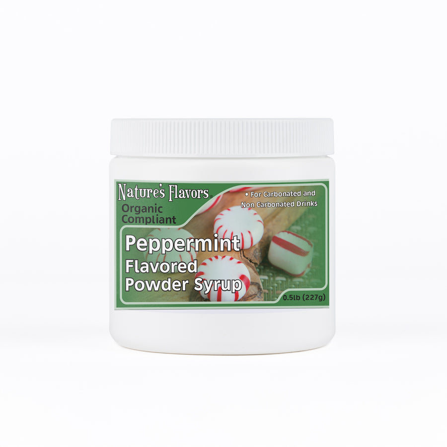Peppermint Flavor Organic compliant Syrup for Carbonated and Noncarbonated Drinks, Powdered