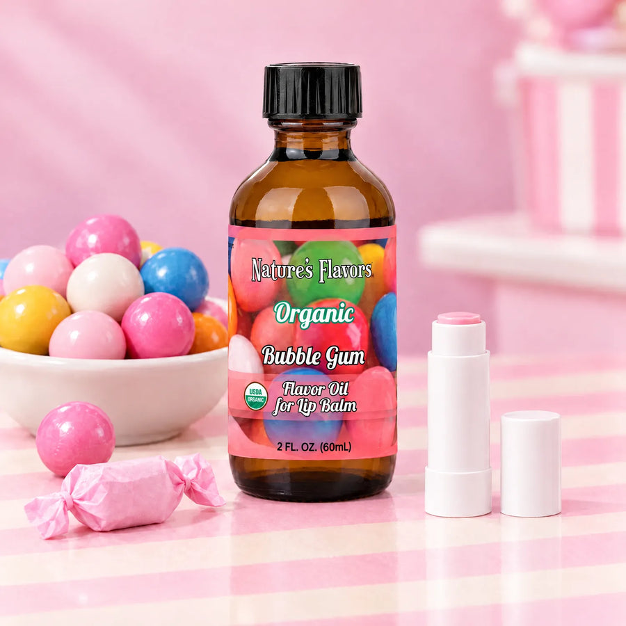 Nature’s Flavors Organic Bubble Gum Flavor Oil for Lip Balm, 2 oz.
