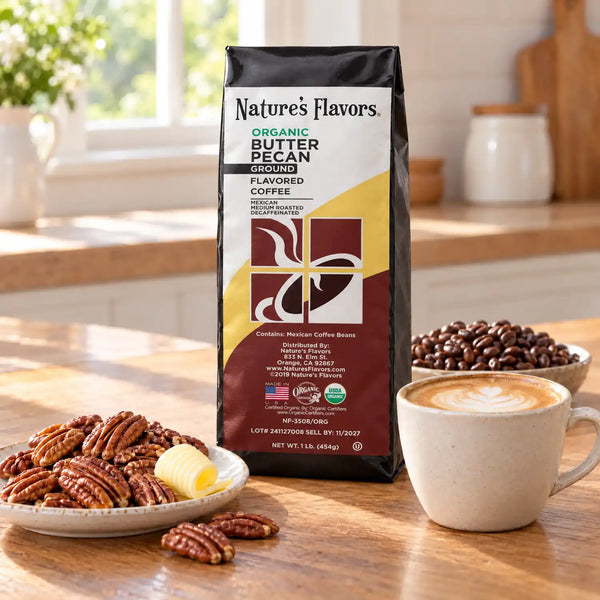 Organic Decaf Butter Pecan Flavored Coffee Beans