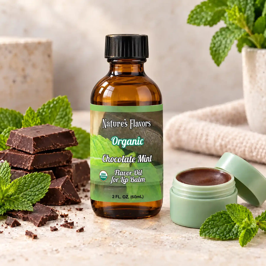 Nature’s Flavors Organic Chocolate Mint Flavor Oil for Lip Balm, 2 oz.