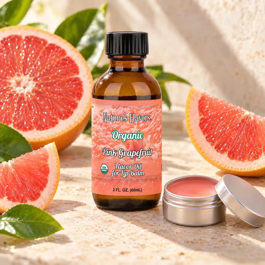 Nature’s Flavors Organic Pink Grapefruit Flavor Oil for Lip Balm, 2 oz.