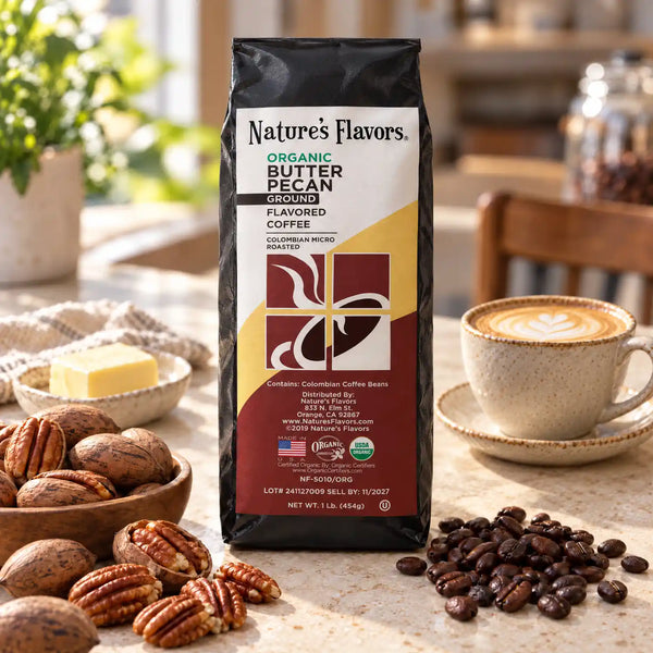 Organic Butter Pecan Flavored Coffee Beans