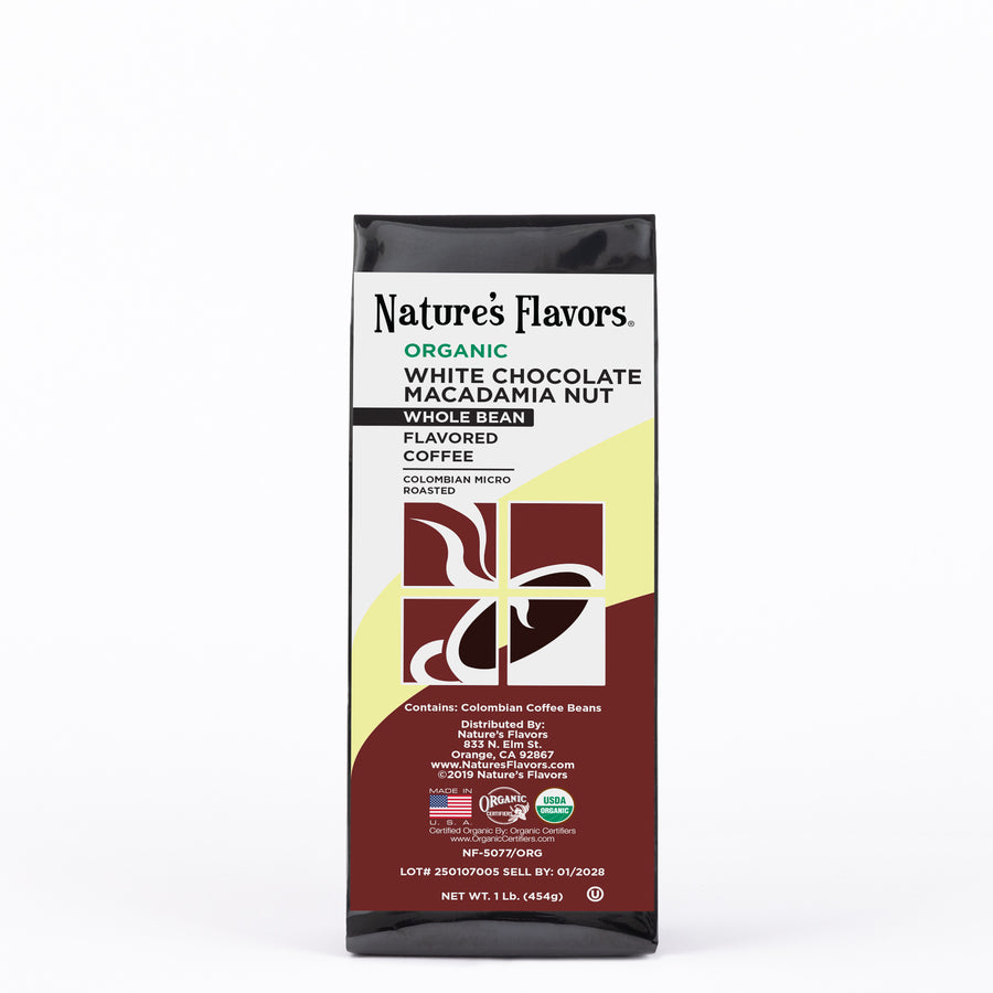 Organic White Chocolate Macadamia Nut Flavored Coffee Beans