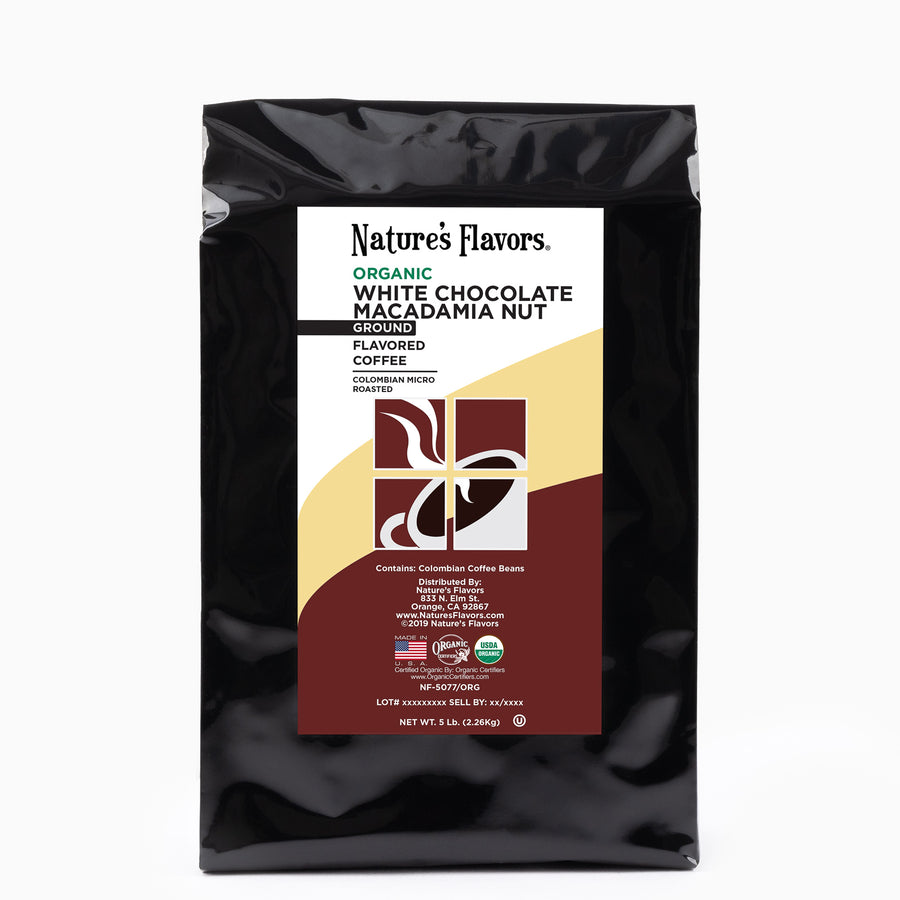 Organic White Chocolate Macadamia Nut Flavored Coffee Beans