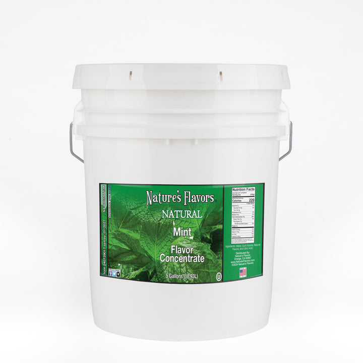 5gal bucket with Natural Mint Flavor Concentrate label