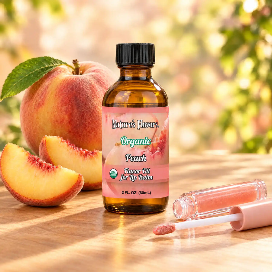 Nature’s Flavors Organic Peach Flavor Oil for Lip Balm, 2 oz.
