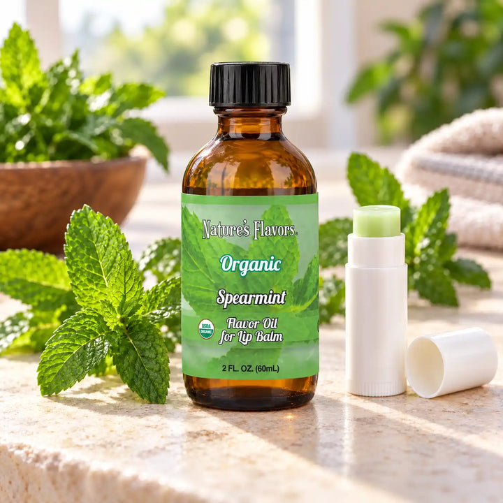 Nature’s Flavors Organic Spearmint Flavor Oil for Lip Balm, 2 oz.