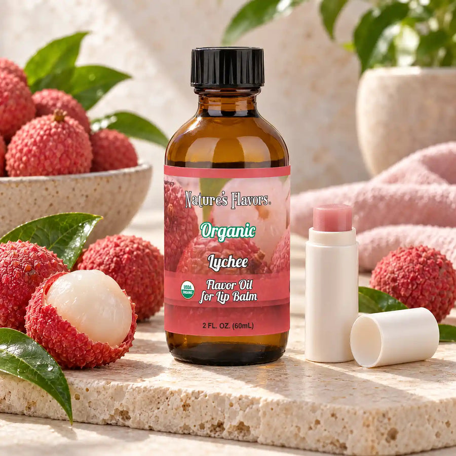 Nature’s Flavors Organic Lychee Flavor Oil for Lip Balm, 2 oz.