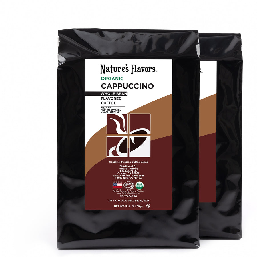Organic Decaf Cappuccino Flavored Coffee Beans