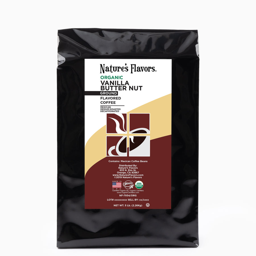 Organic Decaf Vanilla Butter Nut Flavored Coffee Beans
