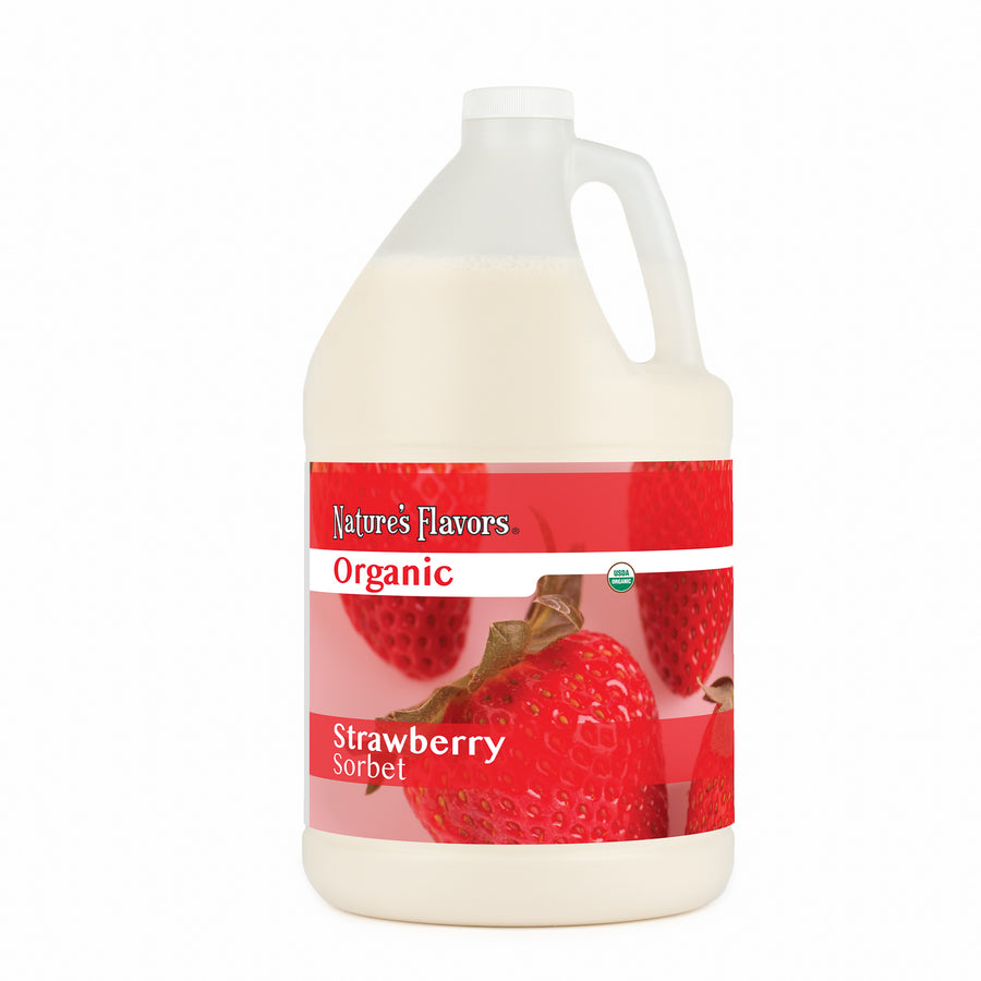 Organic Strawberry Flavored Sorbet Base, Kosher, Gluten Free, Vegan.