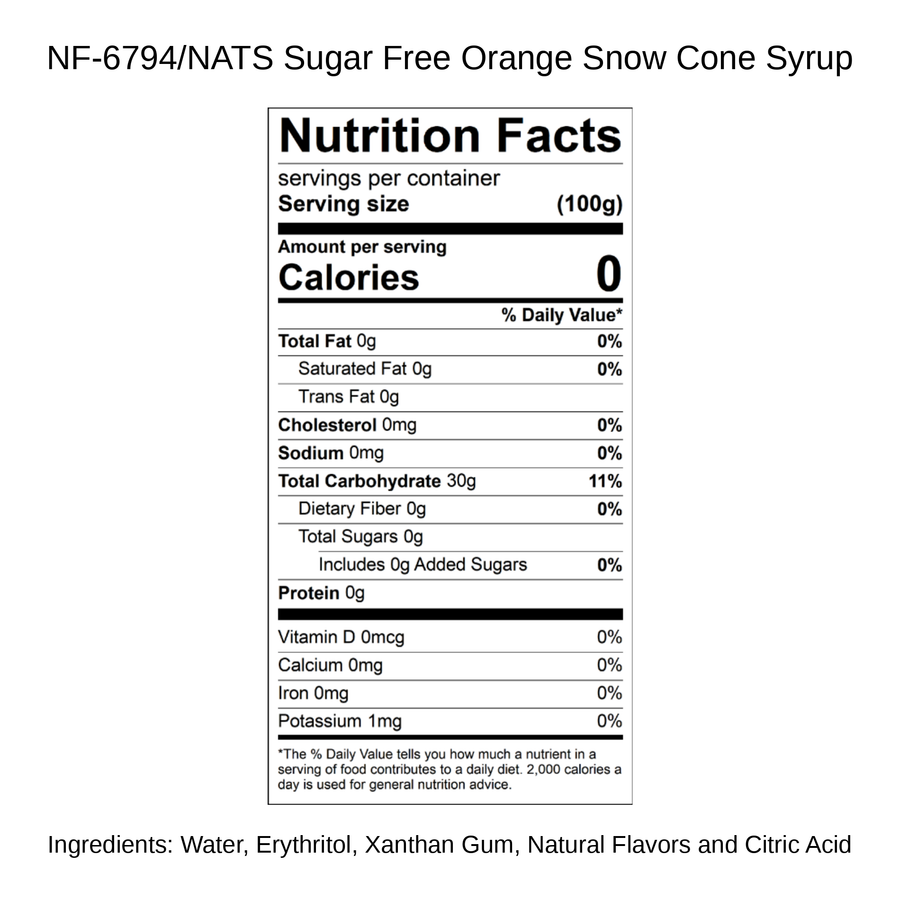 Sugar Free Orange Snow Cone Syrup