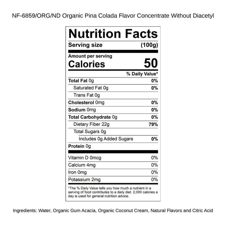 Organic Pina Colada Flavor Concentrate Without Diacetyl