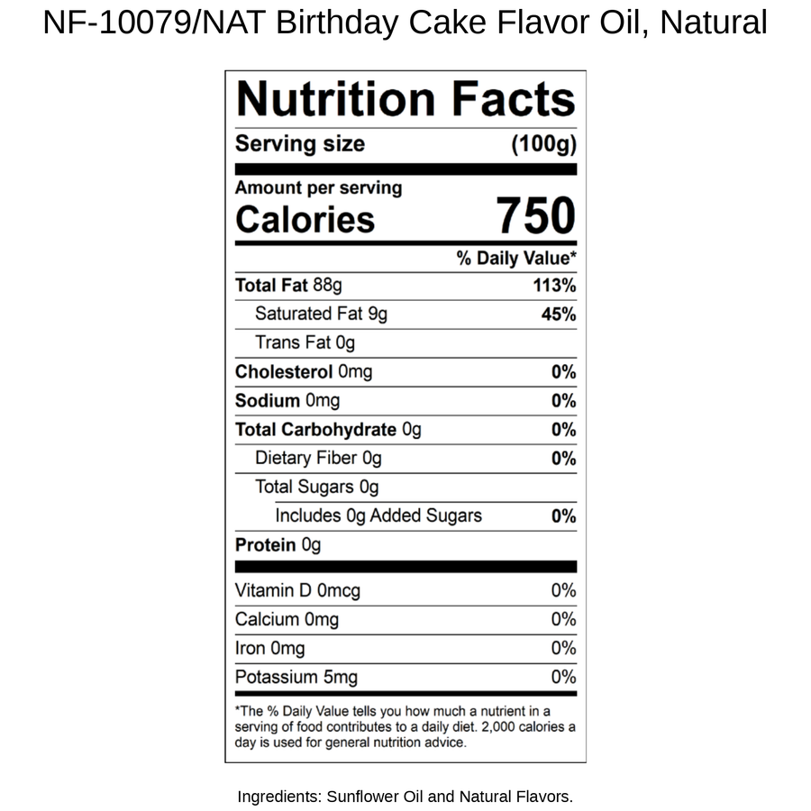 Birthday Cake Flavor Oil, Natural