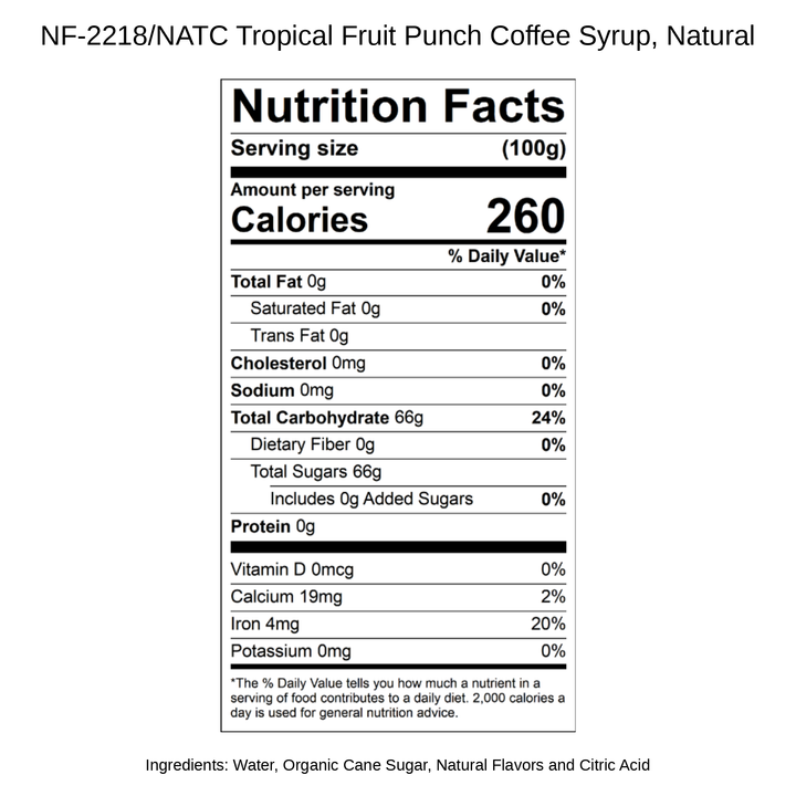 Tropical Fruit Punch Italian Soda Syrup, Natural