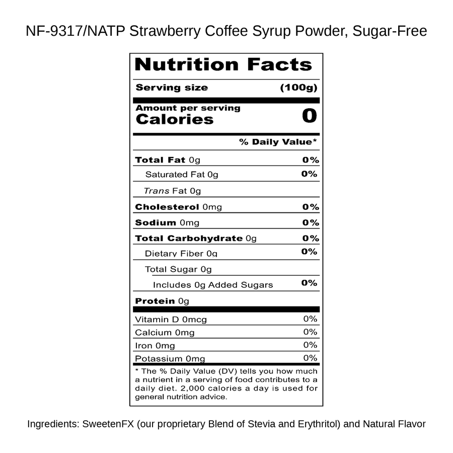 Strawberry Coffee Syrup Powder, Sugar-Free