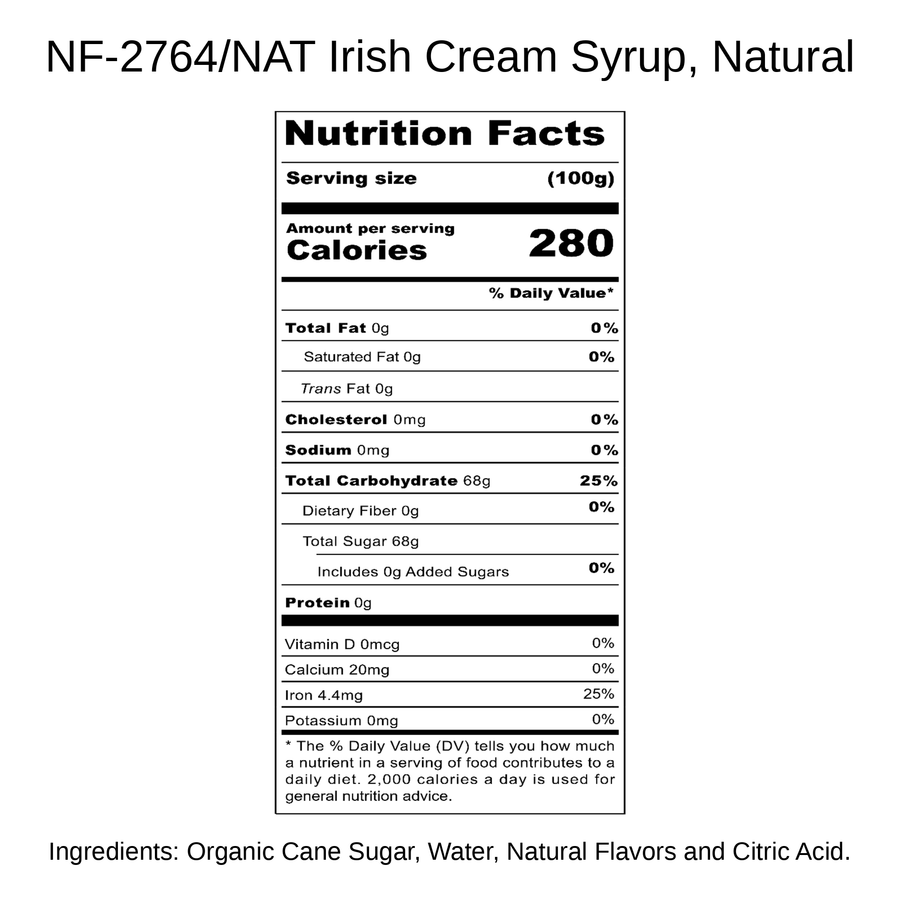 Irish Cream Syrup, Natural