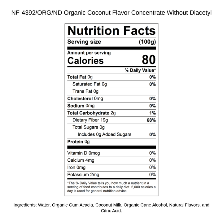 Organic Coconut Flavor Concentrate Without Diacetyl