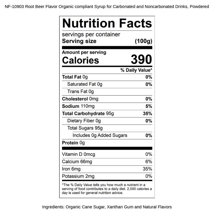 Root Beer Flavor Organic compliant Syrup for Carbonated and Noncarbonated Drinks, Powdered
