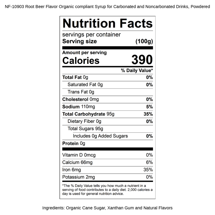 Root Beer Flavor Organic compliant Syrup for Carbonated and Noncarbonated Drinks, Powdered