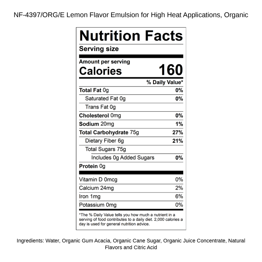 Lemon Flavor Emulsion for High Heat Applications, Organic