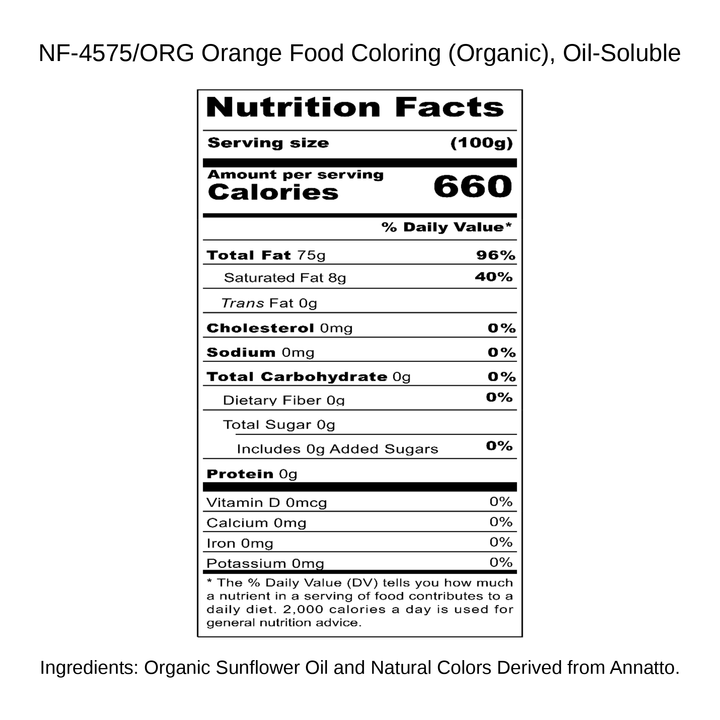 Orange Food Coloring (Organic), Oil-Soluble