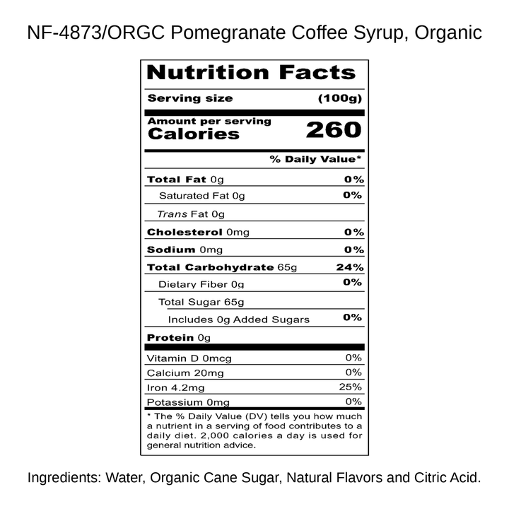 Pomegranate Coffee Syrup, Organic
