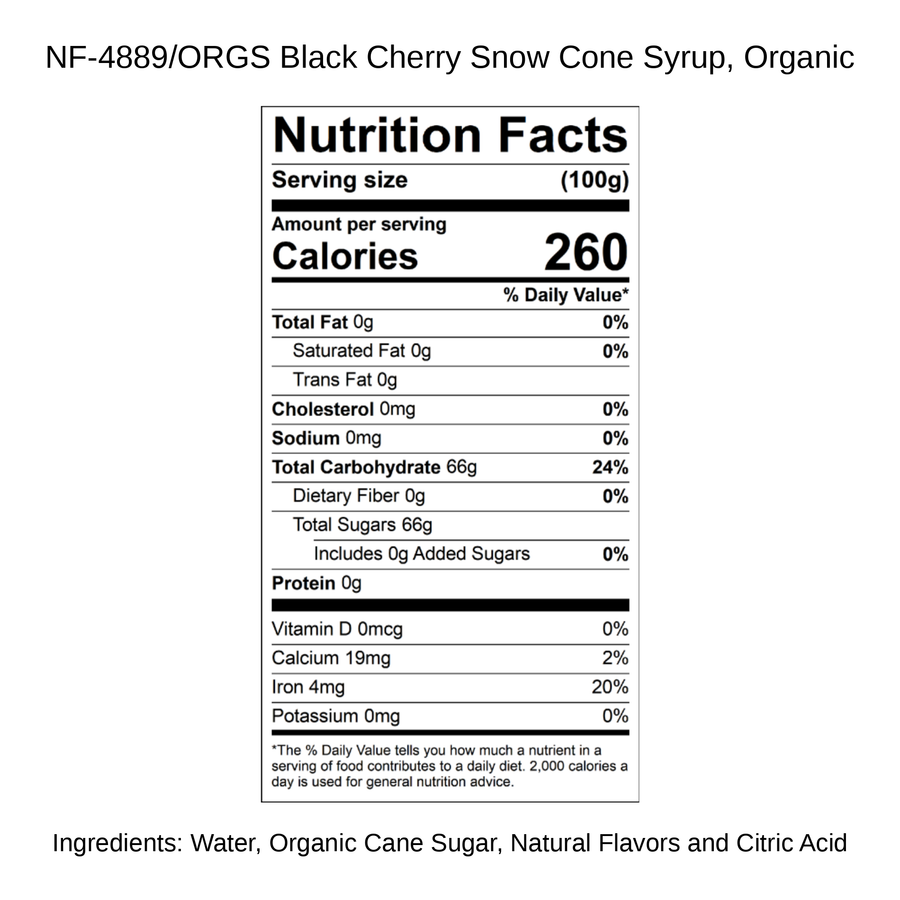 Black Cherry Snow Cone Syrup, Organic