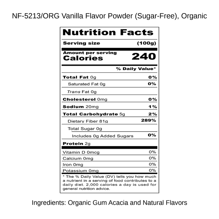 Vanilla Flavor Powder (Sugar-Free), Organic