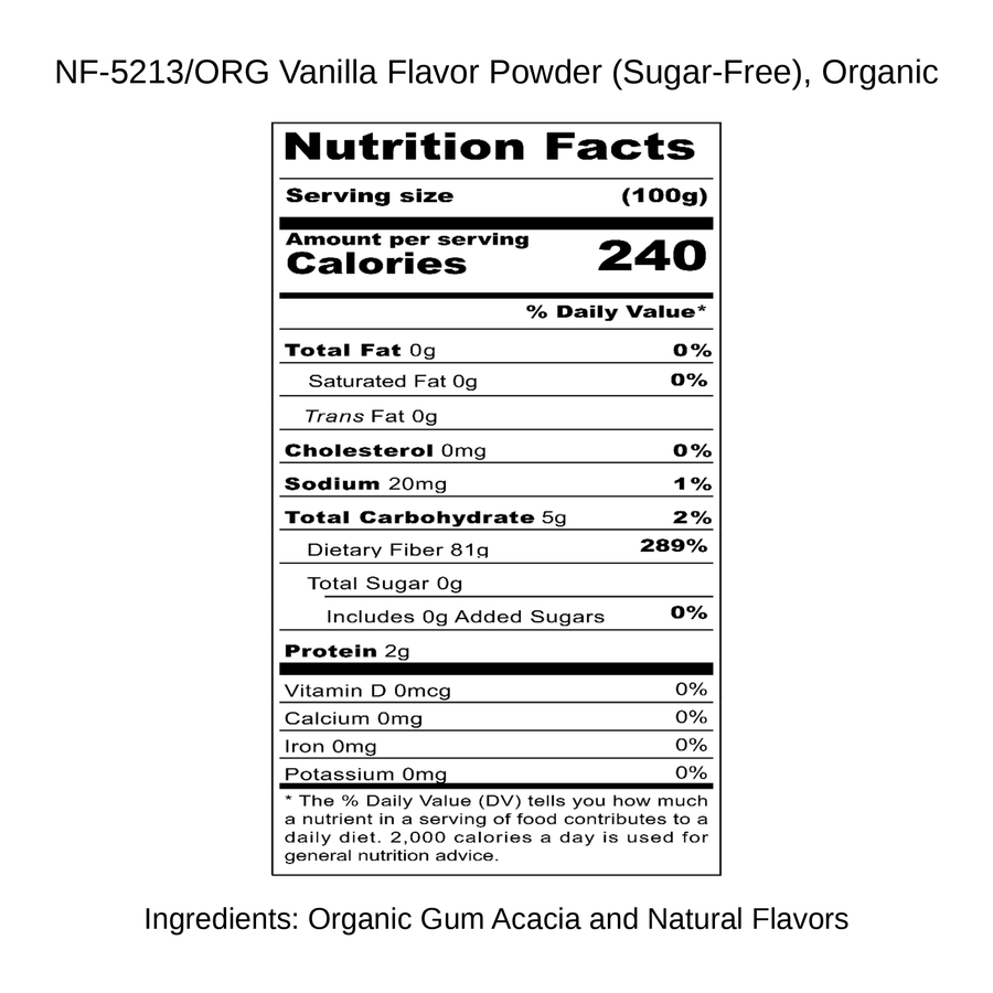 Vanilla Flavor Powder (Sugar-Free), Organic