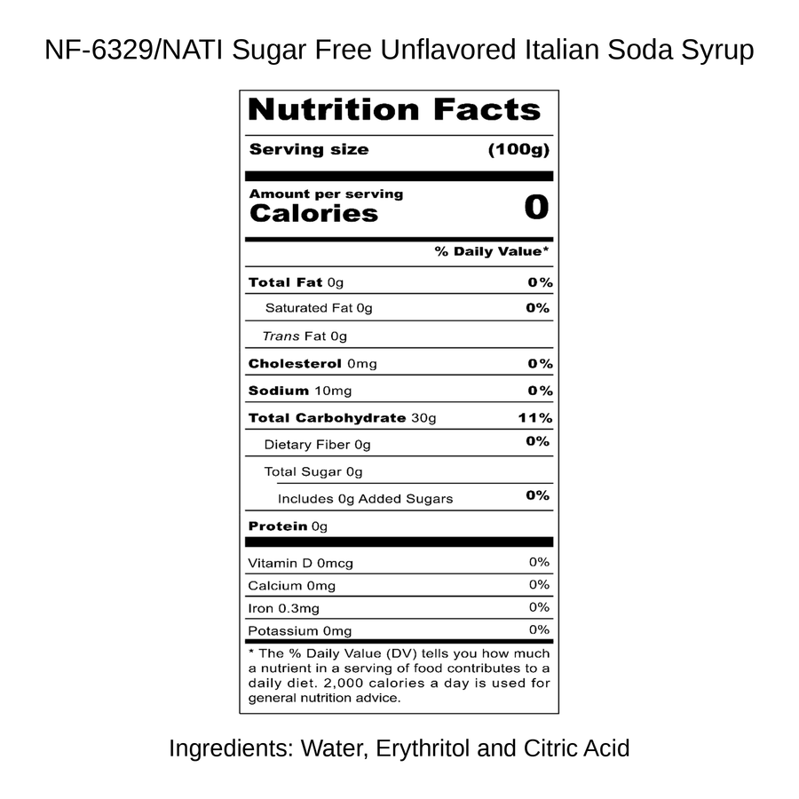 Sugar Free Unflavored Italian Soda Syrup