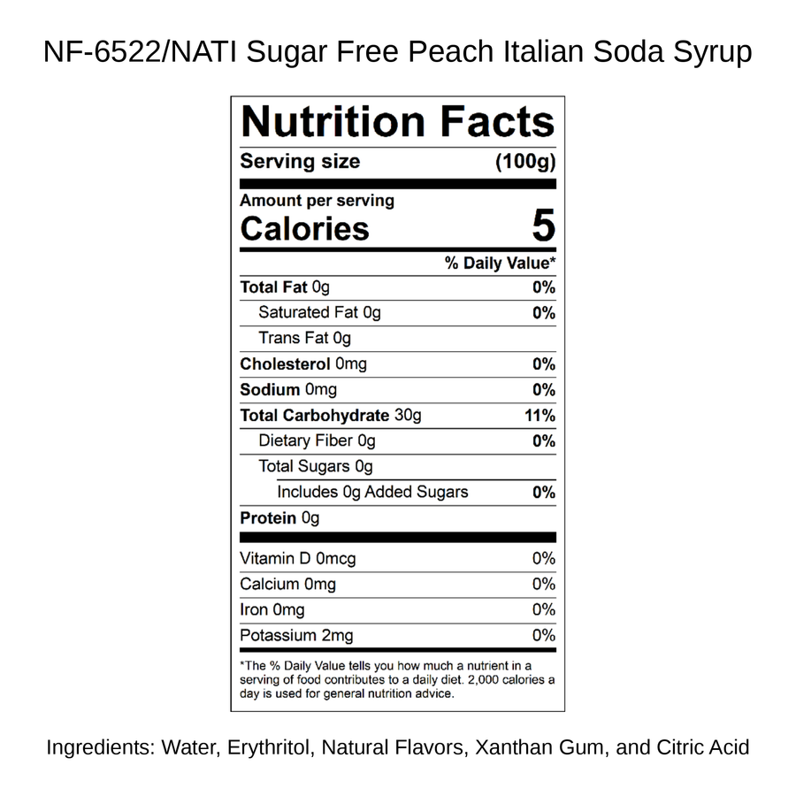 Sugar Free Peach Italian Soda Syrup